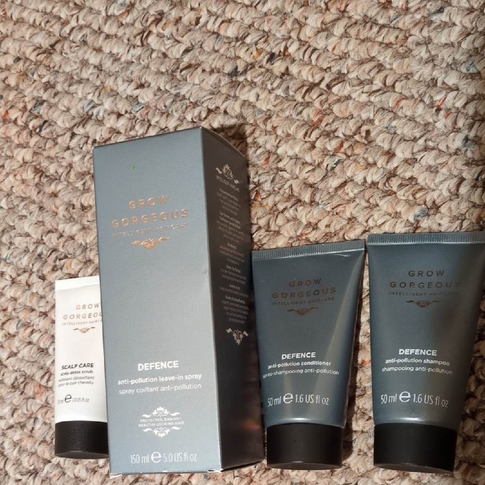 Grow Gorgeous Defence Anti-Pollution Leave-in Spray, Shampoo, Conditioner, Scalp